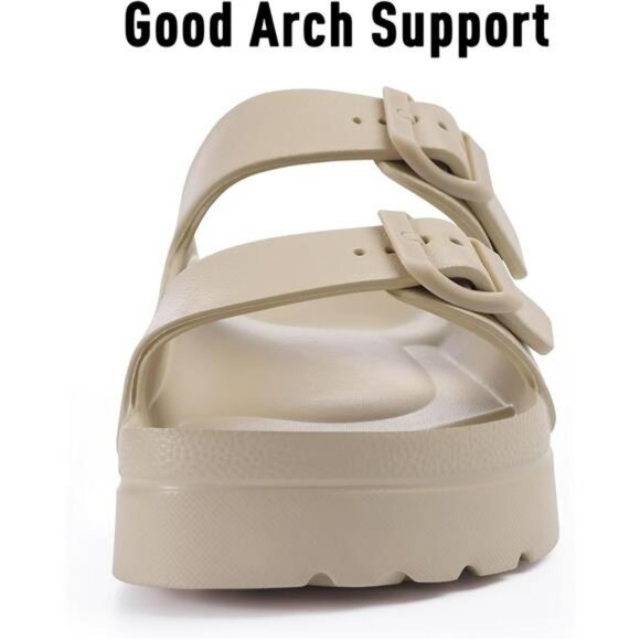 Platform Arch Support Sandals Slip On Foam Slides Buckle Comfort Summer Shoes - Picture 5 of 7